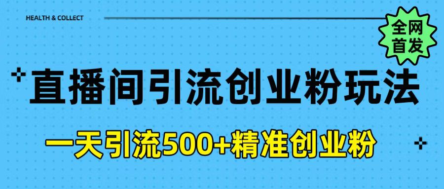 直播间引流创业粉玩法，一天轻松引流500+精准创业粉武野创库-网创项目资源站-副业项目-创业项目-搞钱项目武野创库