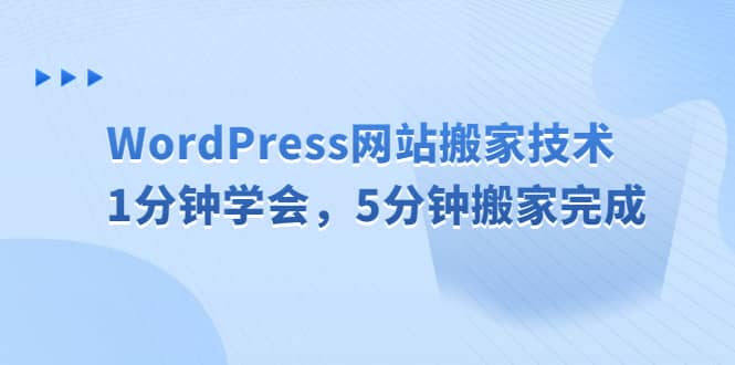 WordPress网站搬家技术，1分钟学会，5分钟搬家完成武野创库-网创项目资源站-副业项目-创业项目-搞钱项目武野创库