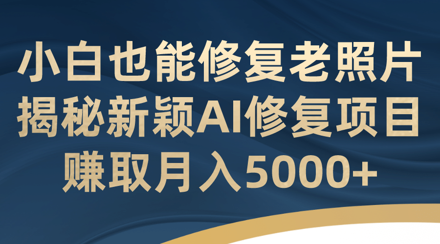 小白也能修复老照片！揭秘新颖AI修复项目，赚取月入5000+武野创库-网创项目资源站-副业项目-创业项目-搞钱项目武野创库