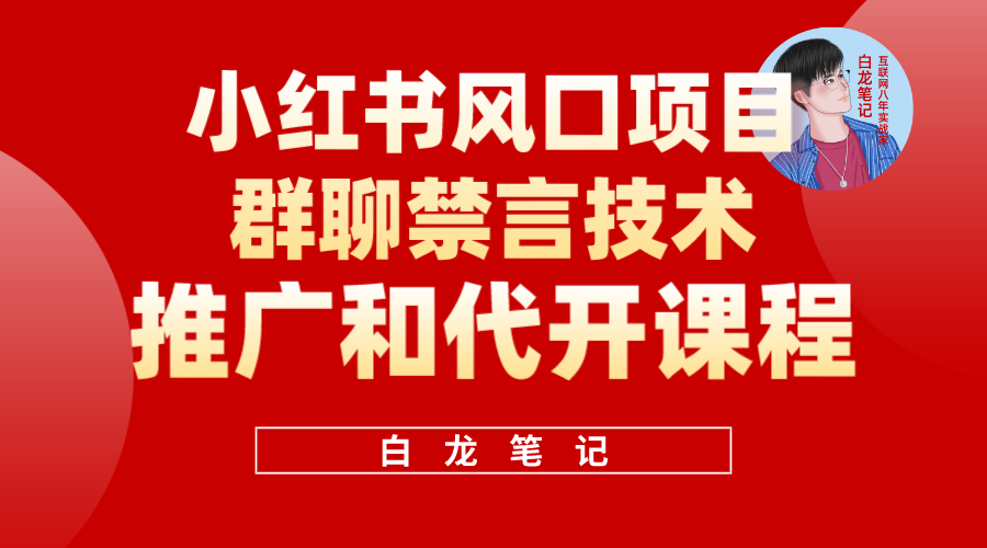 小红书风口项目日入300+，小红书群聊禁言技术代开项目，适合新手操作武野创库-网创项目资源站-副业项目-创业项目-搞钱项目武野创库