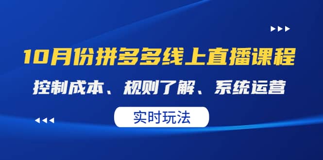 某收费10月份拼多多线上直播课: 控制成本、规则了解、系统运营。实时玩法-武野创库