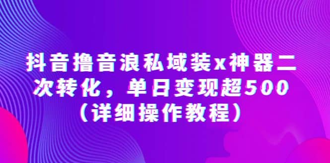 抖音撸音浪私域装x神器二次转化,单日变现超500(详细操作教程)网创吧-网创项目资源站-副业项目-创业项目-搞钱项目网创吧