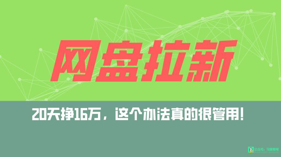 网盘拉新+私域全自动玩法，0粉起号，小白可做，当天见收益，已测单日破5000武野创库-网创项目资源站-副业项目-创业项目-搞钱项目武野创库