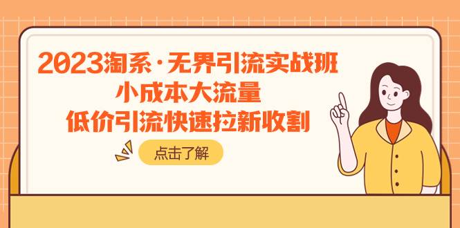 2023淘系·无界引流实战班:小成本大流量,低价引流快速拉新收割网创吧-网创项目资源站-副业项目-创业项目-搞钱项目网创吧
