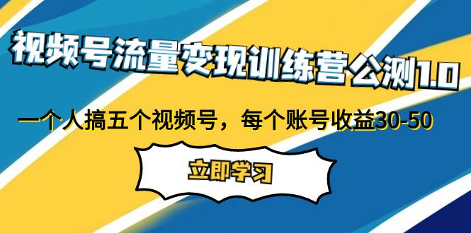 视频号流量变现训练营公测1.0：一个人搞五个视频号，每个账号收益30-50网创吧-网创项目资源站-副业项目-创业项目-搞钱项目武野创库