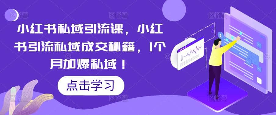 小红书私域引流课，小红书引流私域成交秘籍，1个月加爆私域网创吧-网创项目资源站-副业项目-创业项目-搞钱项目网创吧