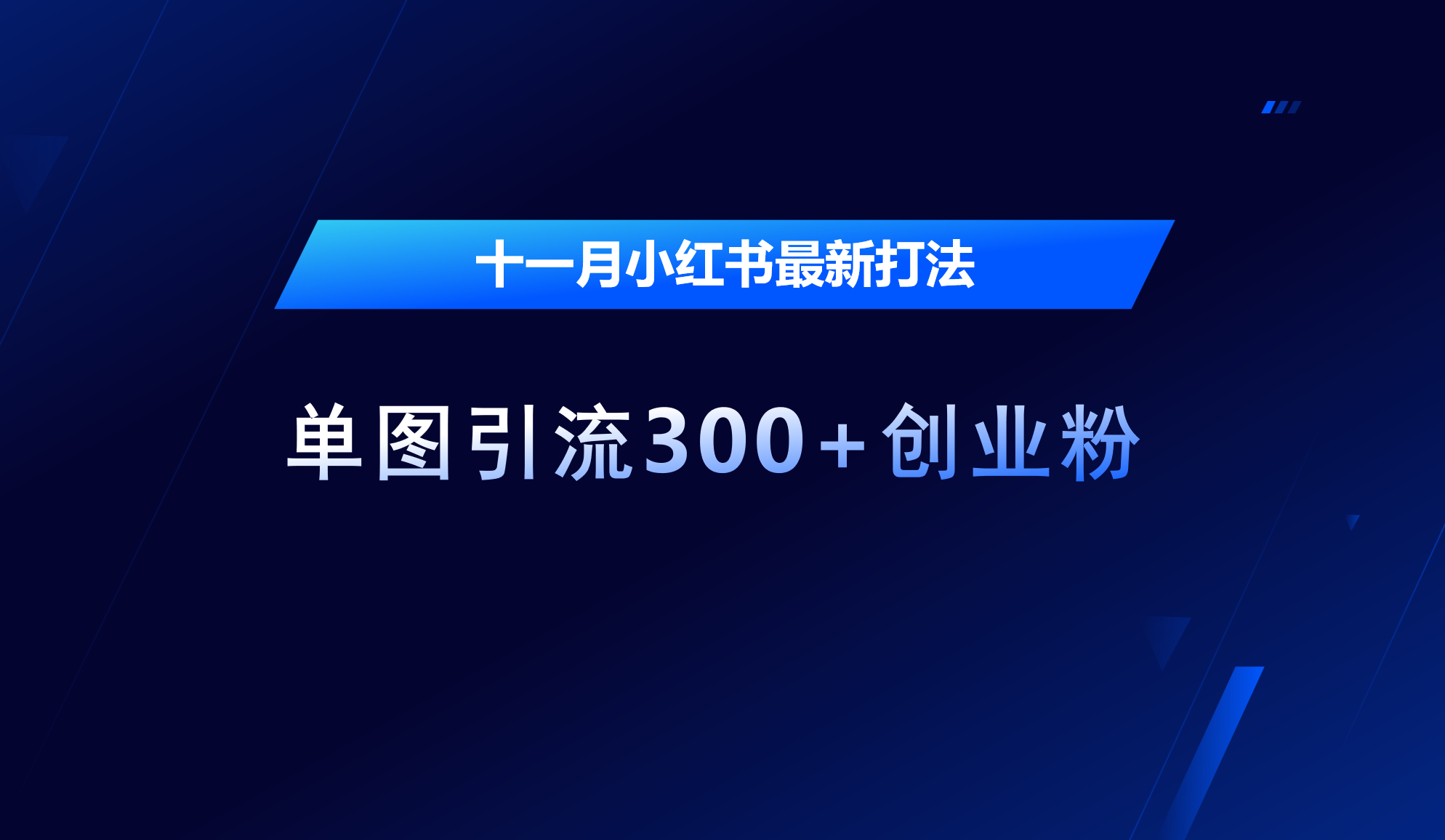 十一月，小红书最新打法，单图引流300+创业粉武野创库-网创项目资源站-副业项目-创业项目-搞钱项目武野创库