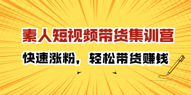 素人短视频带货集训营:快速涨粉,轻松带货赚钱网创吧-网创项目资源站-副业项目-创业项目-搞钱项目网创吧