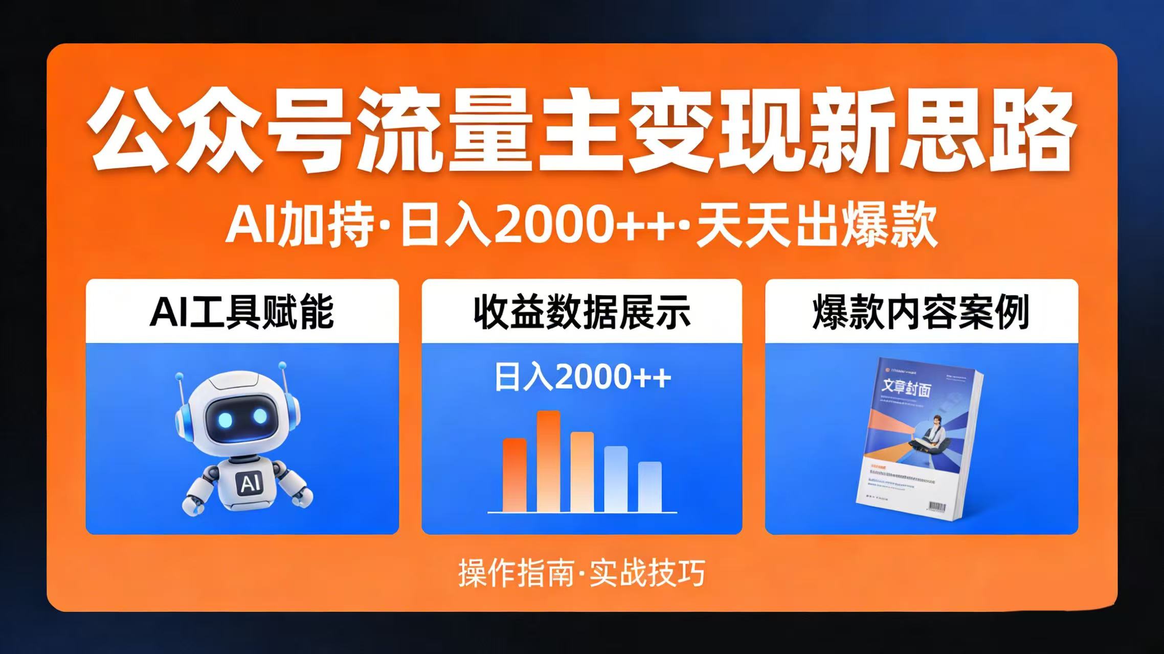 公众号流量主变现新思路:AI 加持,日入 2000++ 天天出爆款网创吧-网创项目资源站-副业项目-创业项目-搞钱项目网创吧