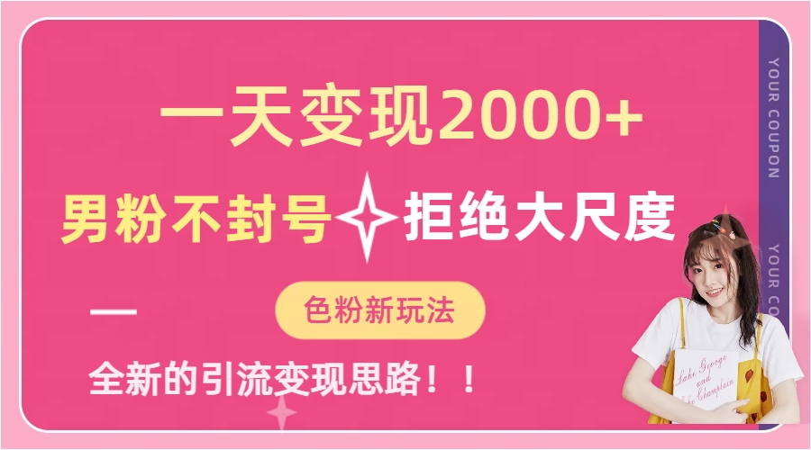 一天收款2000元，男粉不封号拒绝大尺度-色粉全新的变现方法武野创库-网创项目资源站-副业项目-创业项目-搞钱项目武野创库