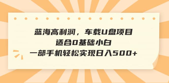蓝海高利润,车载U盘项目,适合0基础小白,一部手机轻松实现日入500+网创吧-网创项目资源站-副业项目-创业项目-搞钱项目网创吧