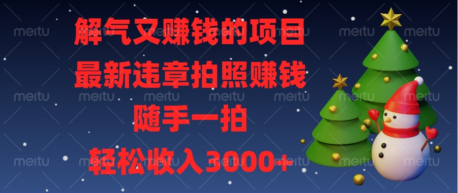 最新违章拍照赚钱,随手一拍,解气又赚钱的项目,轻松收入3000+武野创库-网创项目资源站-副业项目-创业项目-搞钱项目武野创库