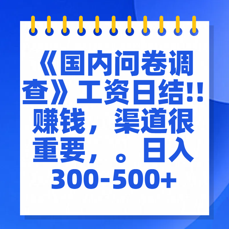 问卷调查答题,一个人在家也可以闷声发大财,小白一天2张,【揭秘】武野创库-网创项目资源站-副业项目-创业项目-搞钱项目武野创库