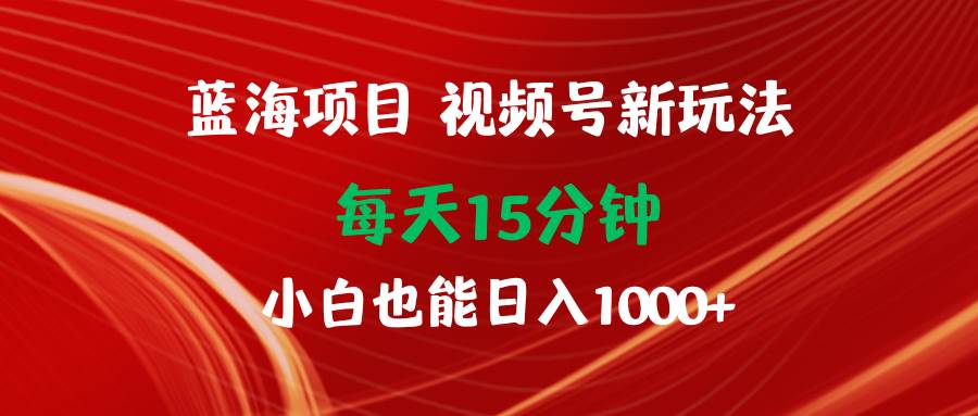 蓝海项目视频号新玩法 每天15分钟 小白也能日入1000+武野创库-网创项目资源站-副业项目-创业项目-搞钱项目武野创库