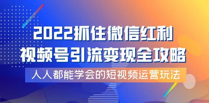 2022抓住微信红利，视频号引流变现全攻略，人人都能学会的短视频运营玩法武野创库-网创项目资源站-副业项目-创业项目-搞钱项目武野创库