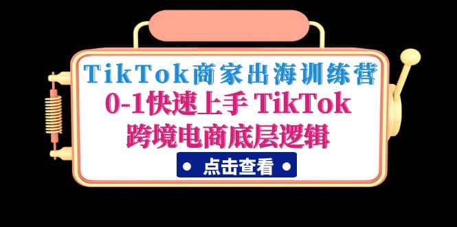 TikTok商家出海训练营：0-1快速上手 TikTok跨境电商底层逻辑(无水印)武野创库-网创项目资源站-副业项目-创业项目-搞钱项目武野创库