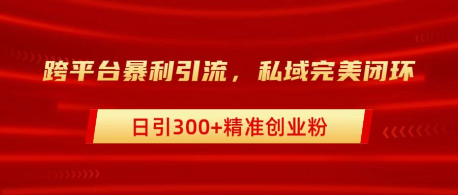 跨平台暴力引流,私域完美闭环,日引300+精准创业粉武野创库-网创项目资源站-副业项目-创业项目-搞钱项目武野创库