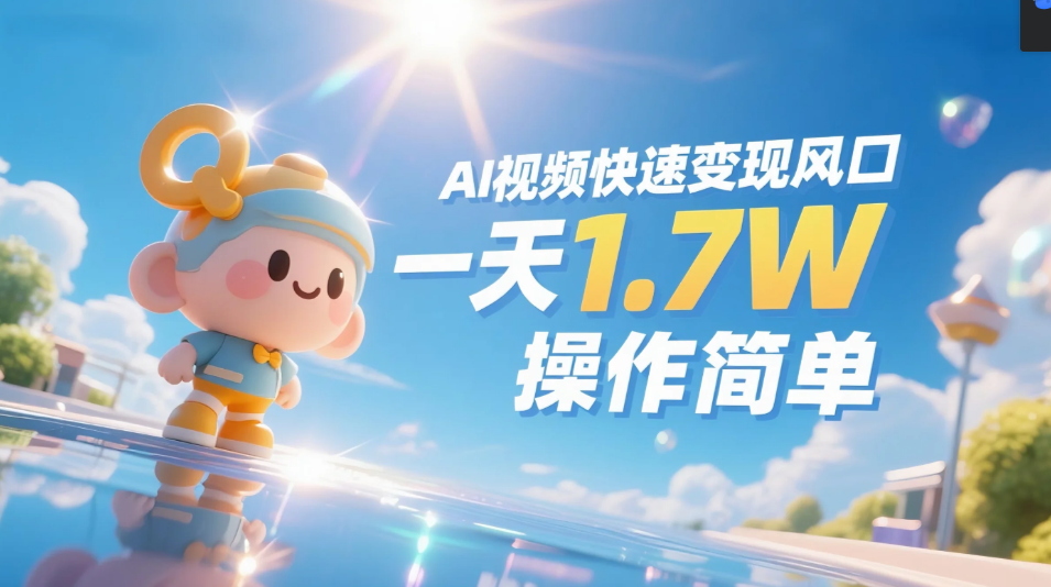 《Ai视频变现风口,一天1.7W,收入无上限,操作简单》武野创库-网创项目资源站-副业项目-创业项目-搞钱项目武野创库