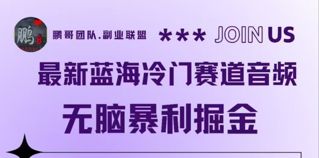 最新蓝海冷门赛道音频,无脑暴利掘金武野创库-网创项目资源站-副业项目-创业项目-搞钱项目武野创库