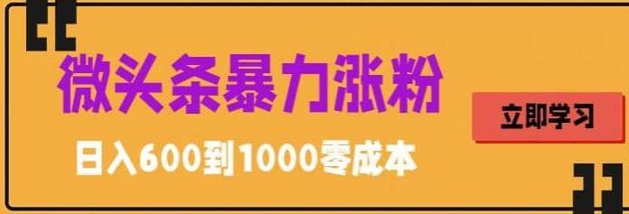 微头条暴力涨粉技巧搬运文案就能涨几万粉丝，简单0成本，日赚600武野创库-网创项目资源站-副业项目-创业项目-搞钱项目武野创库