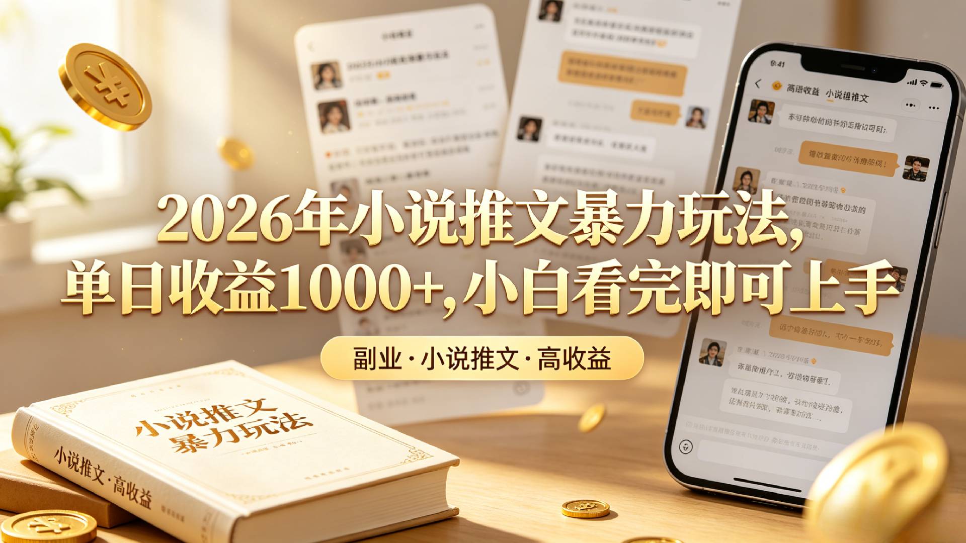 2026年小说推文暴力玩法，单日收益1000+，小白看完即可上手-武野创库