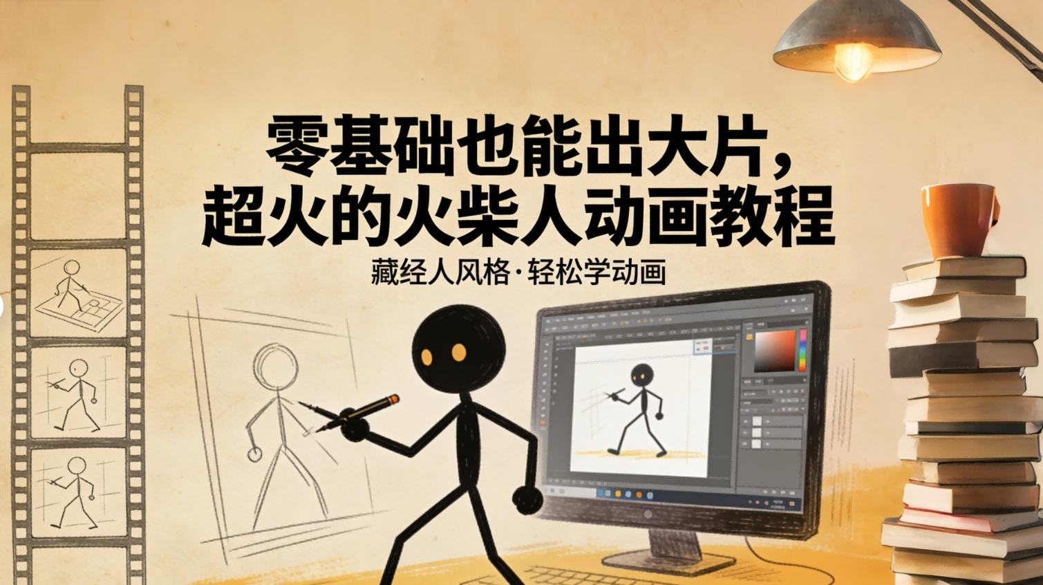 零基础也能出大片，超火的火柴人动画教程（藏经人风格）网创吧-网创项目资源站-副业项目-创业项目-搞钱项目网创吧