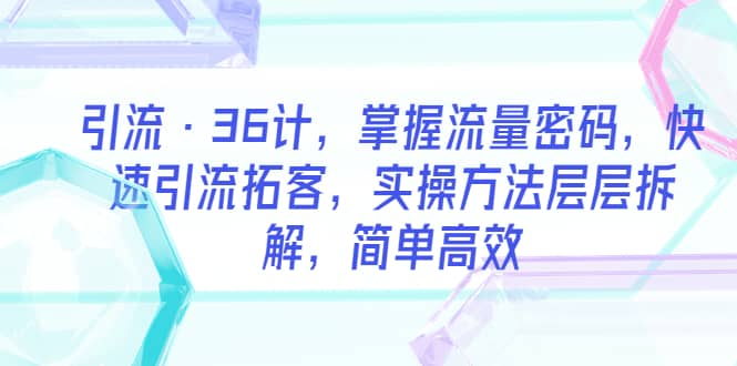 引流·36计,掌握流量密码,快速引流拓客,实操方法层层拆解,简单高效网创吧-网创项目资源站-副业项目-创业项目-搞钱项目网创吧