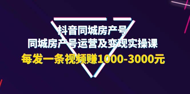 抖音同城房产号，同城房产号运营及变现实操课，每发一条视频赚1000-3000元武野创库-网创项目资源站-副业项目-创业项目-搞钱项目武野创库