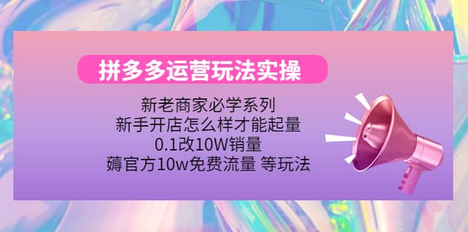 多多运营玩法实操网创吧-网创项目资源站-副业项目-创业项目-搞钱项目武野创库
