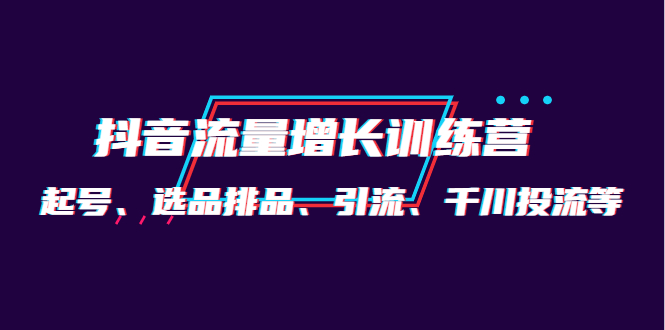 月销1.6亿实操团队·抖音流量增长训练营：起号、选品排品、引流 千川投流等武野创库-网创项目资源站-副业项目-创业项目-搞钱项目武野创库