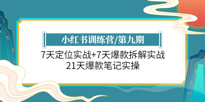 小红书训练营/第九期：7天定位实战+7天爆款拆解实战，21天爆款笔记实操武野创库-网创项目资源站-副业项目-创业项目-搞钱项目武野创库