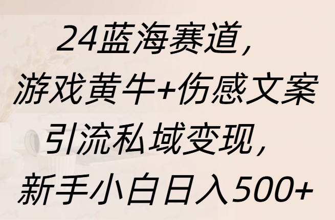 24蓝海赛道,游戏黄牛+伤感文案引流私域变现,新手日入500+武野创库-网创项目资源站-副业项目-创业项目-搞钱项目武野创库