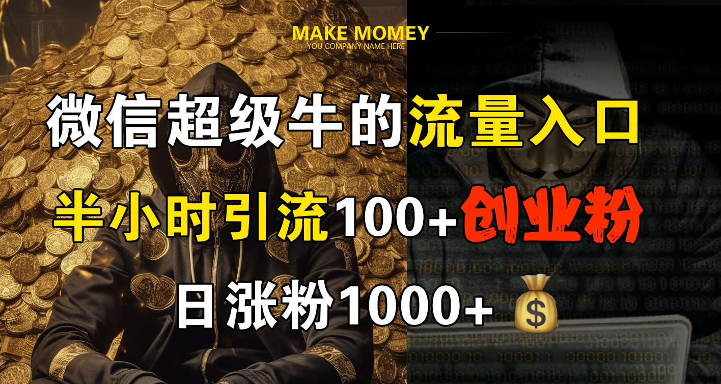 微信超级牛的流量入口,半小时引流100+创业粉,日涨粉1000+网创吧-网创项目资源站-副业项目-创业项目-搞钱项目网创吧