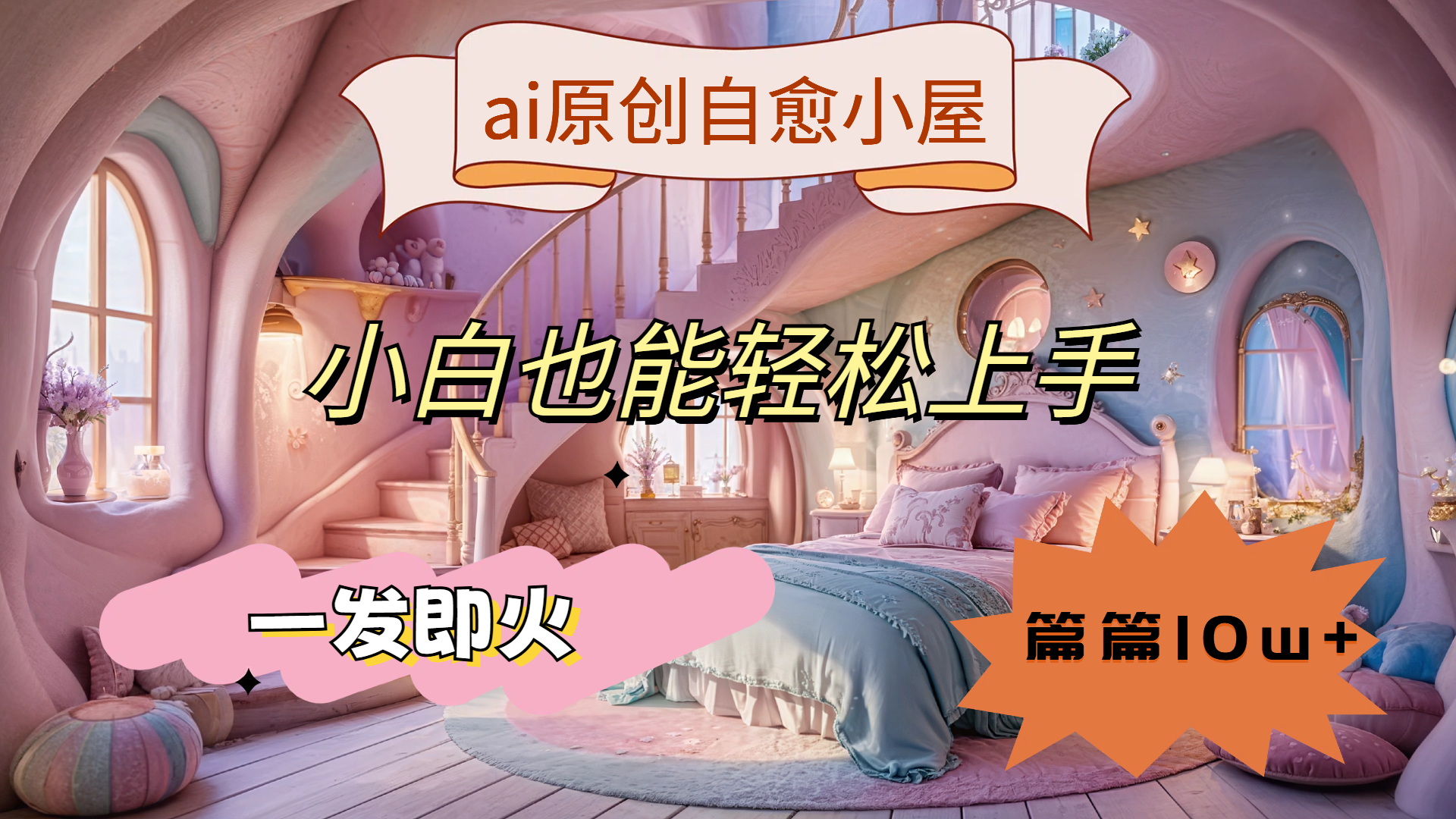 ai原创治愈小屋,小白也能轻松上手,一发即火,篇篇10w+武野创库-网创项目资源站-副业项目-创业项目-搞钱项目武野创库