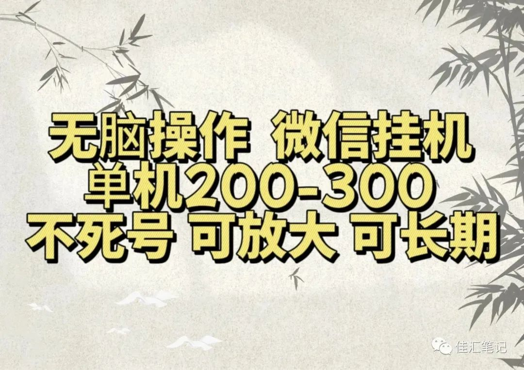无脑操作微信视频号挂机单机200-300一天，不死号，可放大，工作室实测武野创库-网创项目资源站-副业项目-创业项目-搞钱项目武野创库