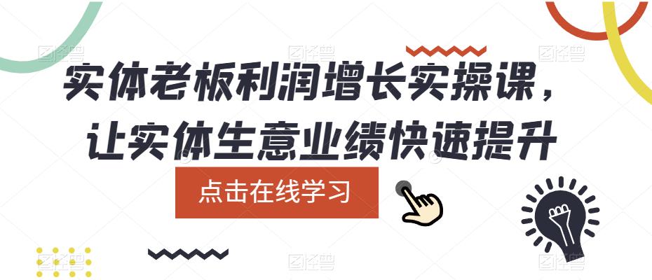 实体老板利润-增长实战课，让实体生意业绩快速提升武野创库-网创项目资源站-副业项目-创业项目-搞钱项目武野创库