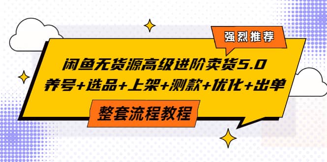 闲鱼无货源高级进阶卖货5.0,养号+选品+上架+测款+优化+出单整套流程教程网创吧-网创项目资源站-副业项目-创业项目-搞钱项目网创吧