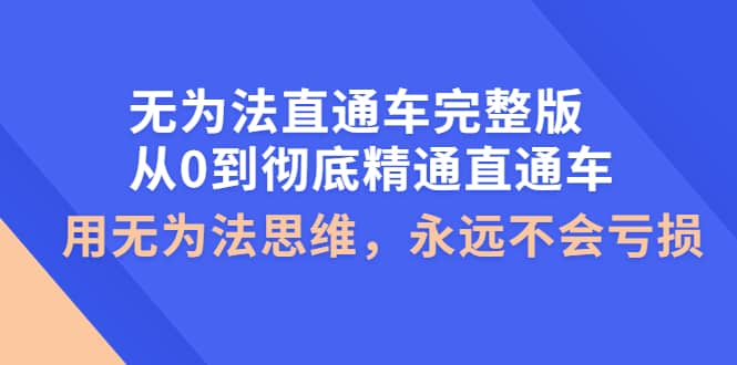 无为法直通车完整版:从0到彻底精通直通车,用无为法思维,永远不会亏损网创吧-网创项目资源站-副业项目-创业项目-搞钱项目网创吧