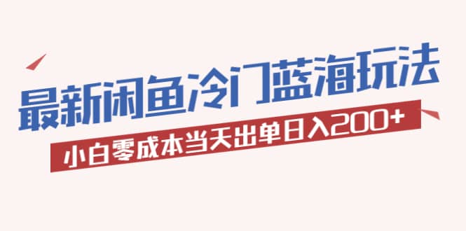 2023最新闲鱼冷门蓝海玩法，小白零成本当天出单日入200+武野创库-网创项目资源站-副业项目-创业项目-搞钱项目武野创库