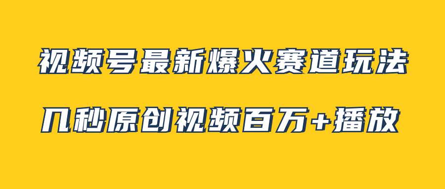 视频号最新爆火赛道玩法，几秒视频可达百万播放，小白即可操作（附素材）武野创库-网创项目资源站-副业项目-创业项目-搞钱项目武野创库