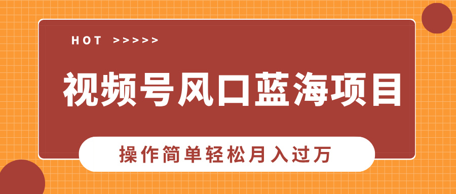 视频号风口蓝海项目,中老年人的流量密码,操作简单轻松月入过万武野创库-网创项目资源站-副业项目-创业项目-搞钱项目武野创库