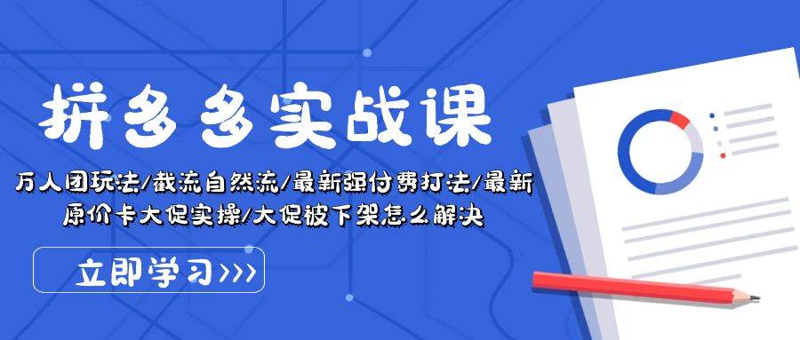 拼多多·实战课:万人团玩法/截流自然流/最新强付费打法/最新原价卡大促..武野创库-网创项目资源站-副业项目-创业项目-搞钱项目武野创库