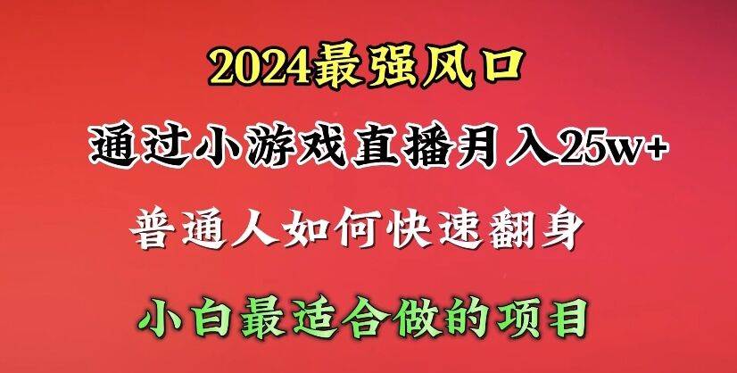 2024年最强风口,通过小游戏直播月入25w+单日收益5000+小白最适合做的项目武野创库-网创项目资源站-副业项目-创业项目-搞钱项目武野创库