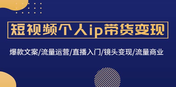 短视频个人ip带货变现:爆款文案/流量运营/直播入门/镜头变现/流量商业网创吧-网创项目资源站-副业项目-创业项目-搞钱项目网创吧