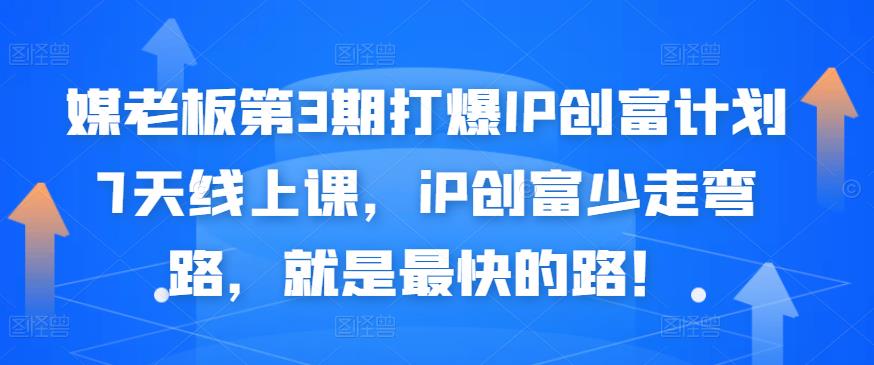 媒老板第3期打爆IP创富计划7天线上课,iP创富少走弯路,就是最快的路!网创吧-网创项目资源站-副业项目-创业项目-搞钱项目网创吧