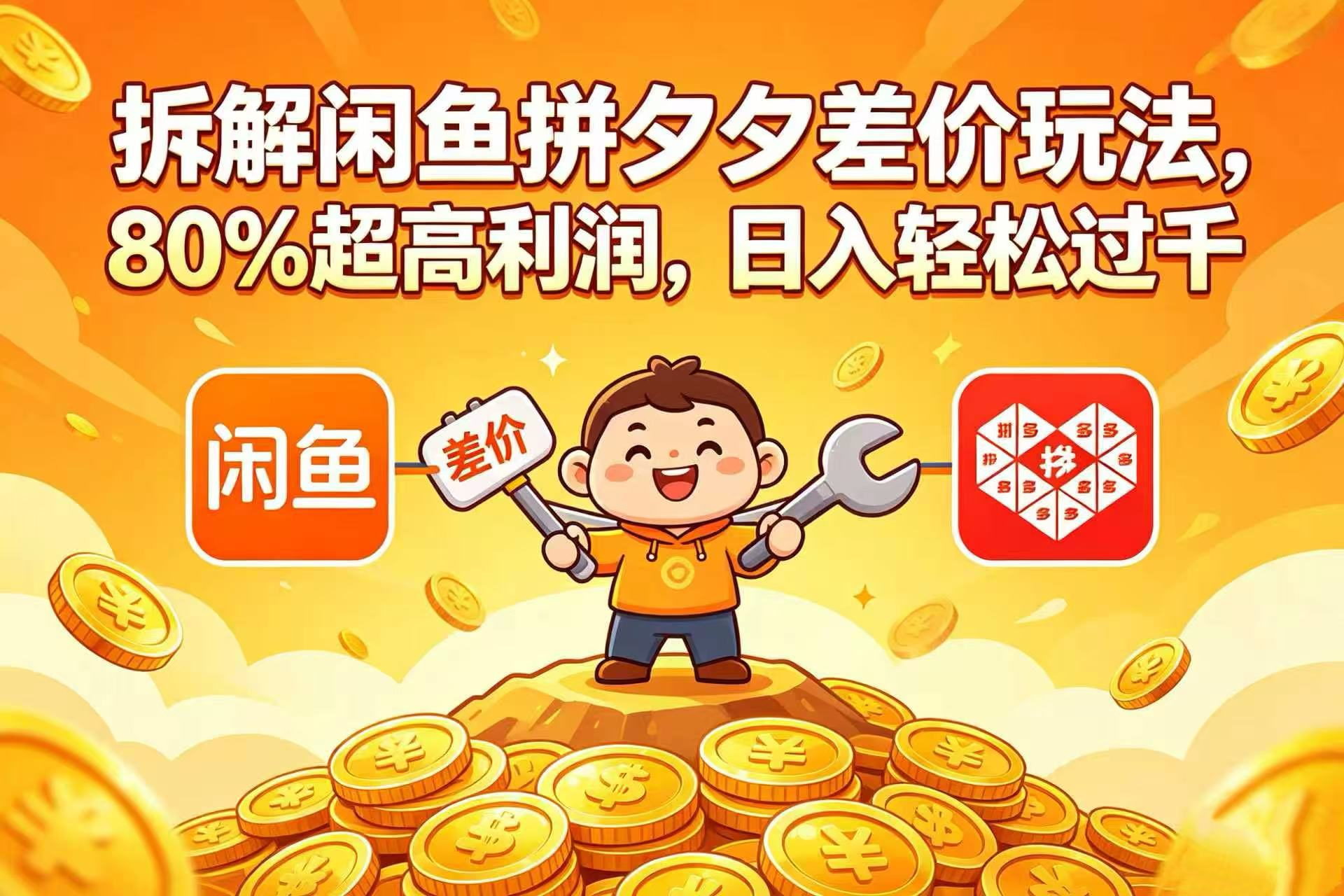 拆解闲鱼拼夕夕差价玩法，80% 超高利润，日入轻松过千网创吧-网创项目资源站-副业项目-创业项目-搞钱项目武野创库