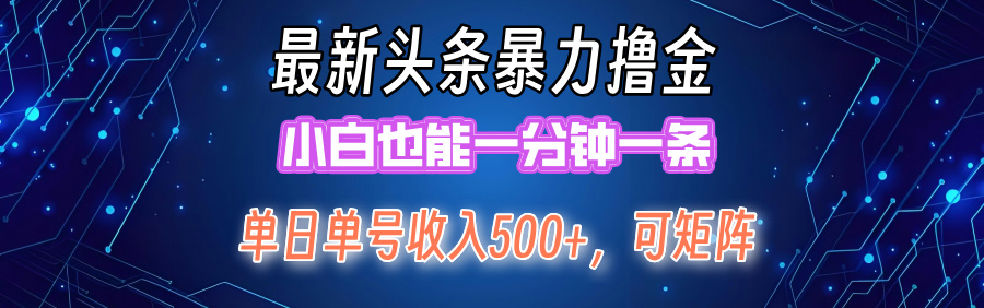 最新头条撸金,小白也能一分钟一条网创吧-网创项目资源站-副业项目-创业项目-搞钱项目网创吧