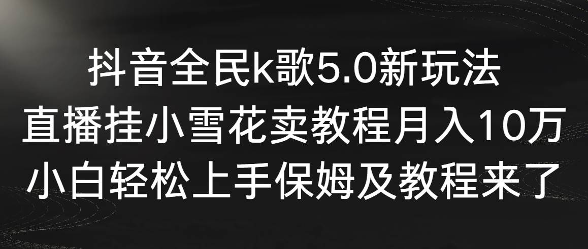 抖音全民k歌5.0新玩法，直播挂小雪花卖教程月入10万，小白轻松上手，保…武野创库-网创项目资源站-副业项目-创业项目-搞钱项目武野创库