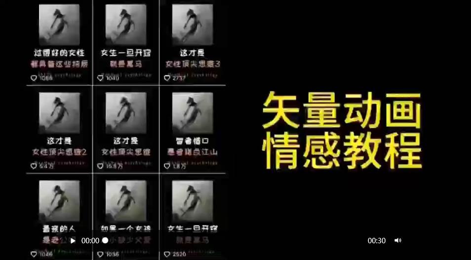 矢量动画情感教程：高点赞涨粉，适合情感、思维、创业教育等赛道武野创库-网创项目资源站-副业项目-创业项目-搞钱项目武野创库
