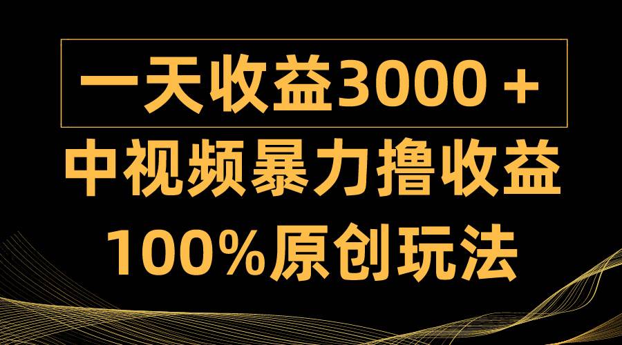 中视频暴力撸收益,日入3000+,100%原创玩法,小白轻松上手多种变现方式网创吧-网创项目资源站-副业项目-创业项目-搞钱项目网创吧